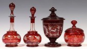 (4) BOHEMIAN RUBY FLASH GLASS