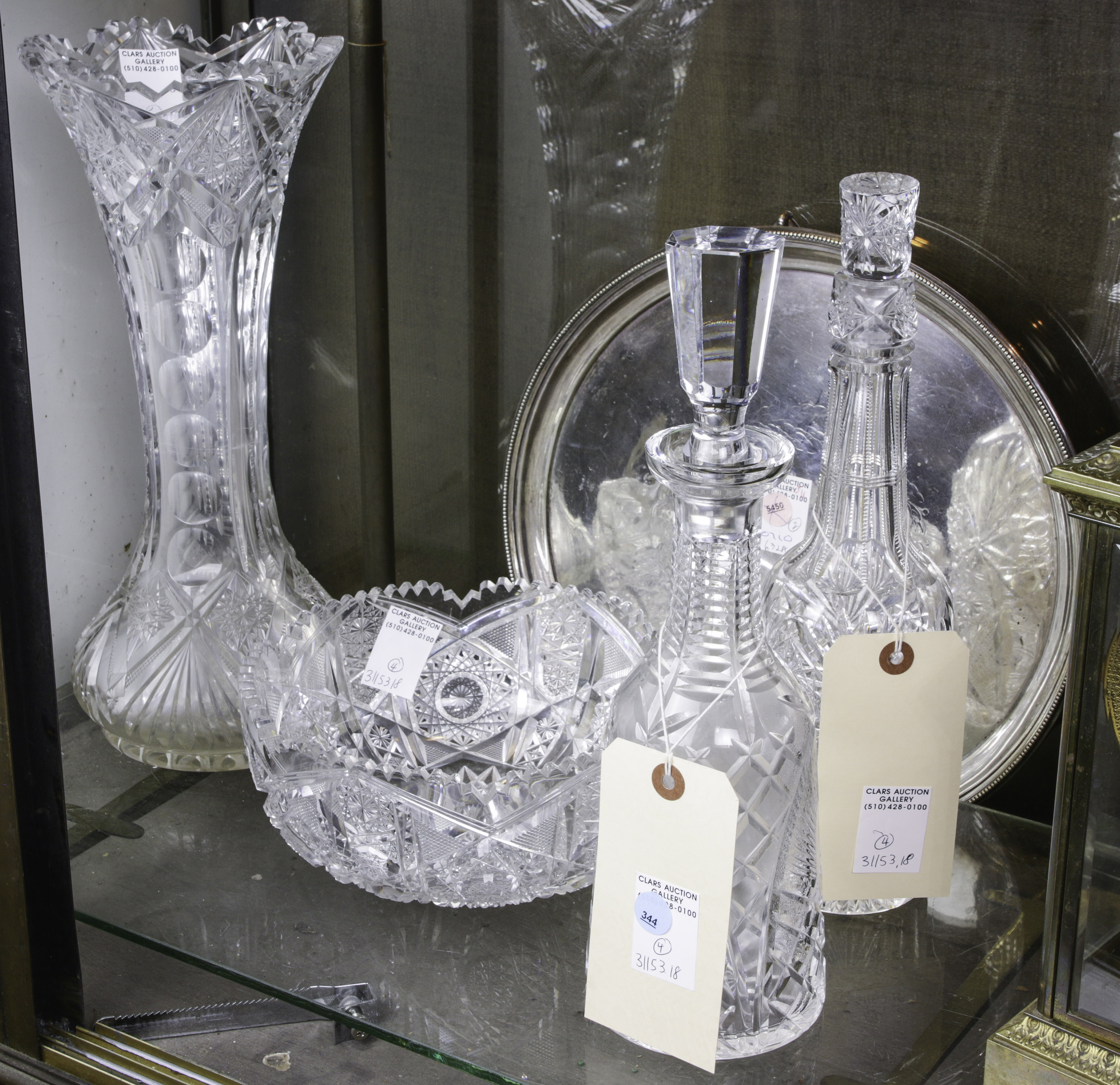 4 BRILLIANT CUT GLASS ITEMS: (2)