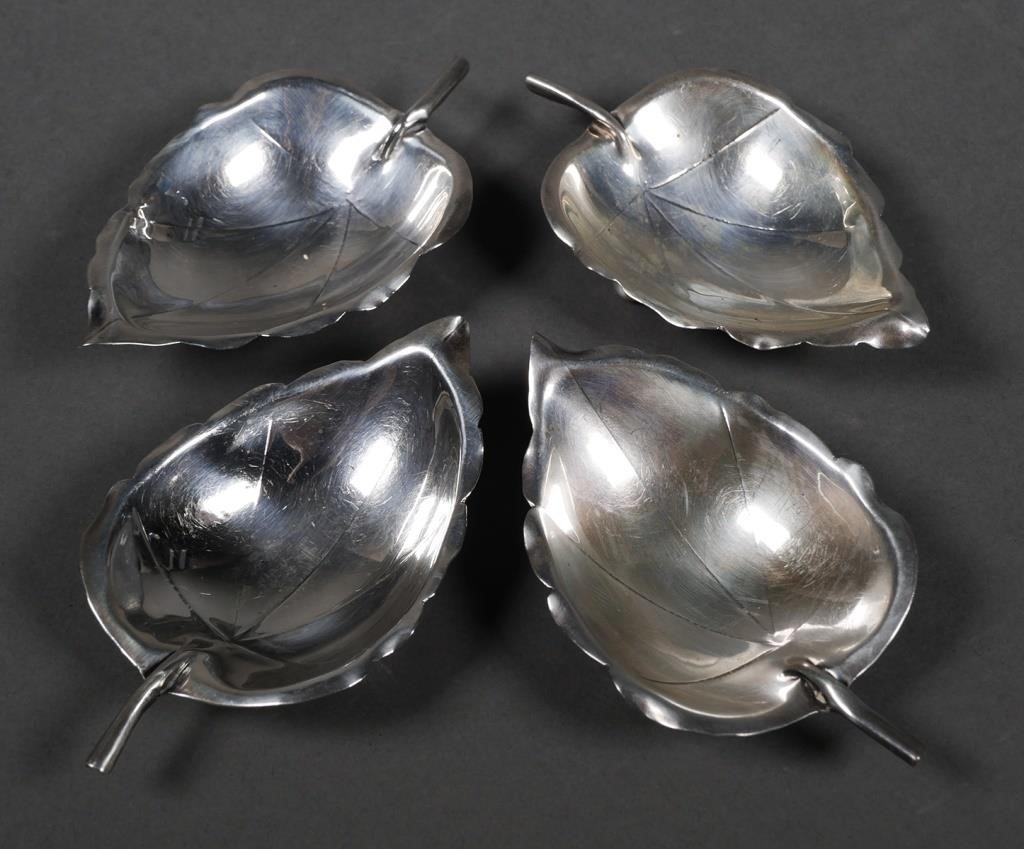 (4) CARTIER STERLING LEAF CANDY NUT