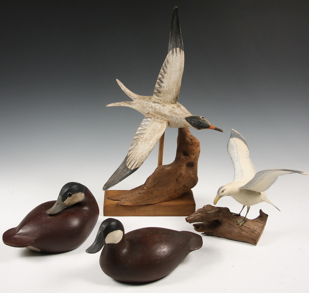 (4) CARVED BIRDS - Including: A
