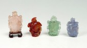 4 CARVED CHINESE SNUFF BOTTLES