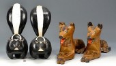 4 CARVED FOLK ART ANIMALS, SKU