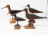 4 CARVED WOODEN SHORE BIRDS4 c