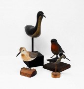 4 CARVED WOODEN SHORE BIRDS4 c
