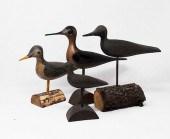 4 CARVED WOODEN SHORE BIRDS4 c