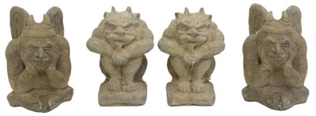 (4) CAST STONE GARDEN STATUARY,
