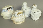 4 CERAMIC PENNY BANKSca. 1930-