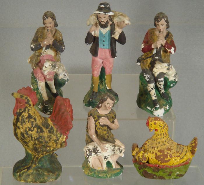 4 chalk shepherd figures, chalk