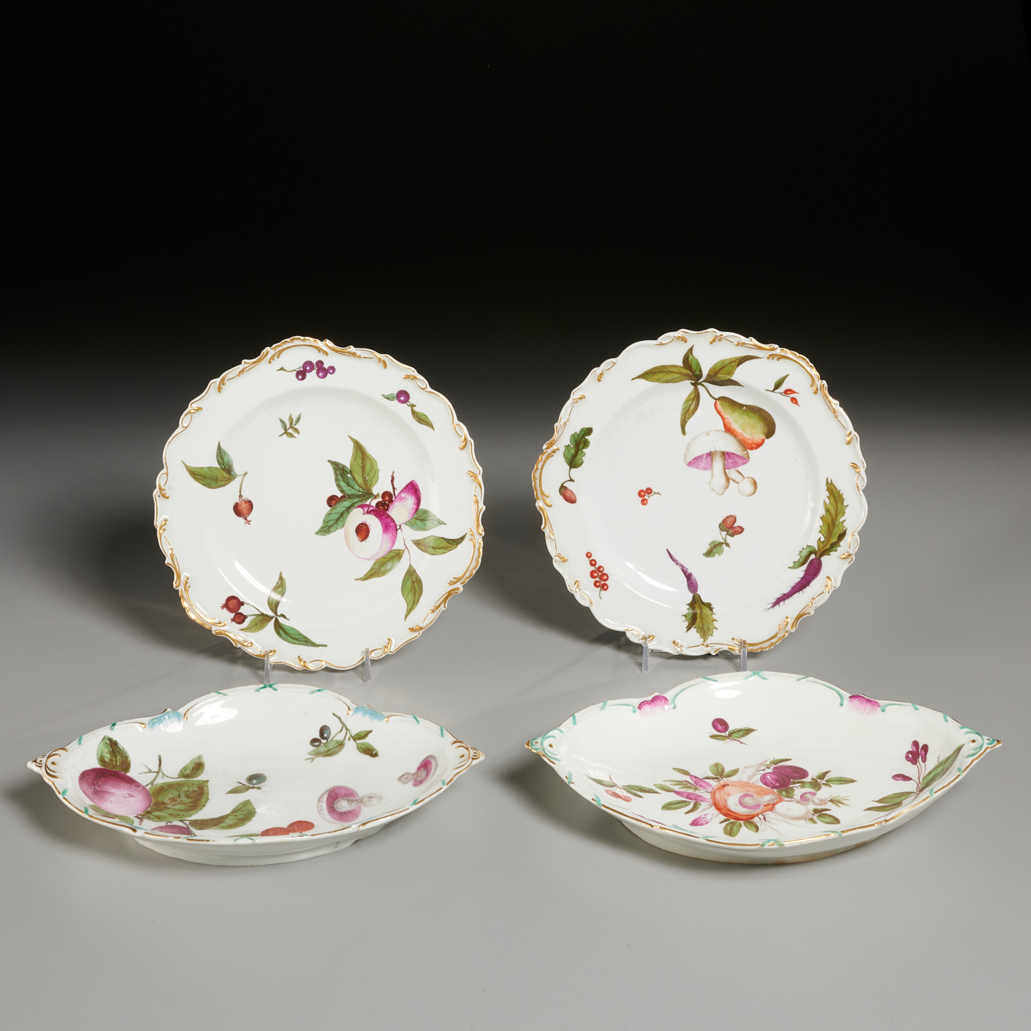 (4) CHELSEA PORCELAIN BOTANICAL