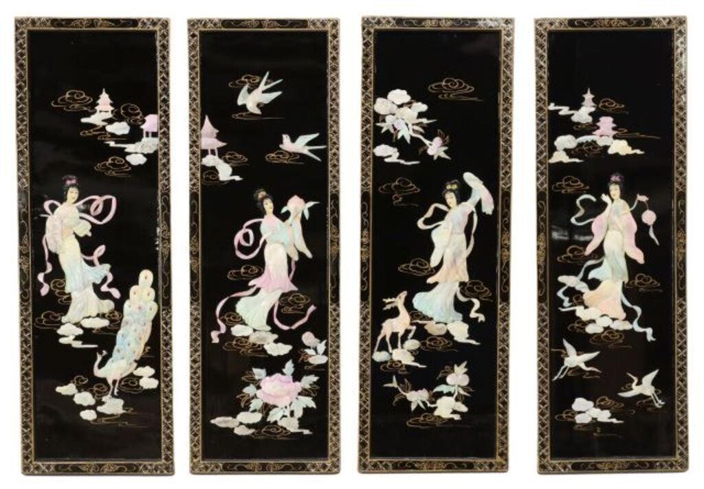 (4) CHINESE BLACK LACQUERED