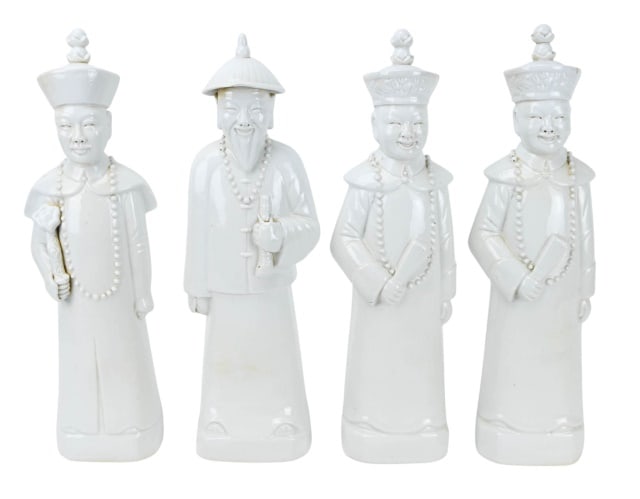 4 CHINESE BLANC DE CHINE SIGNED
