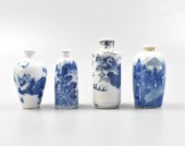 4 CHINESE BLUE & WHITE SNUFF B