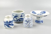 4 CHINESE B&W CENSER, WATERPOT