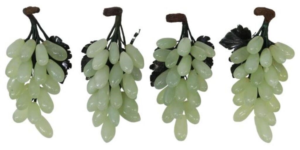 (4) CHINESE CARVED JADE GRAPE
