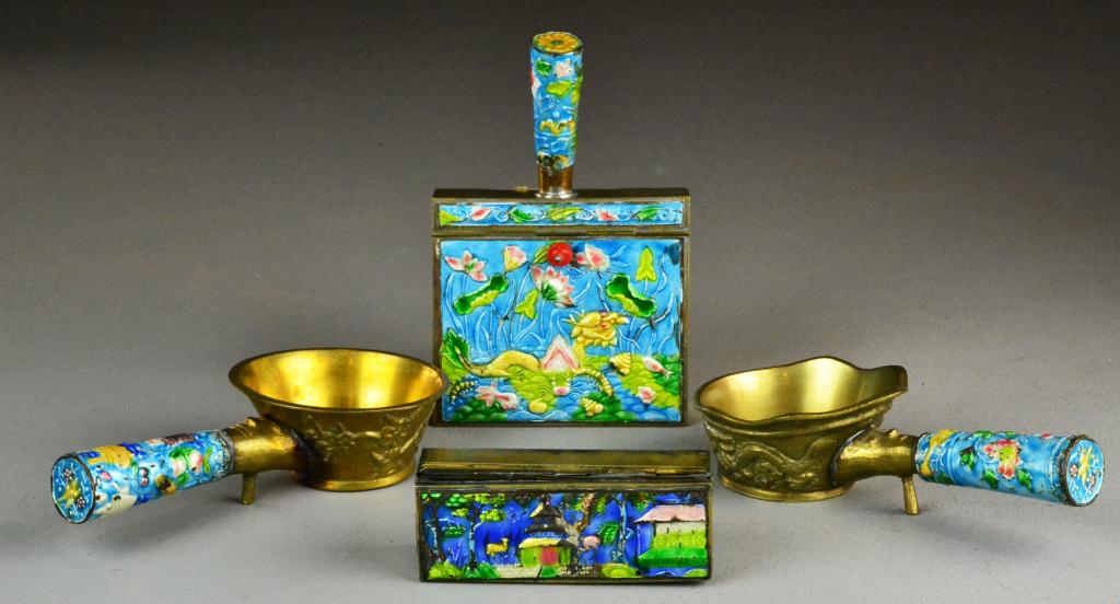(4) Chinese Enamel And Brass