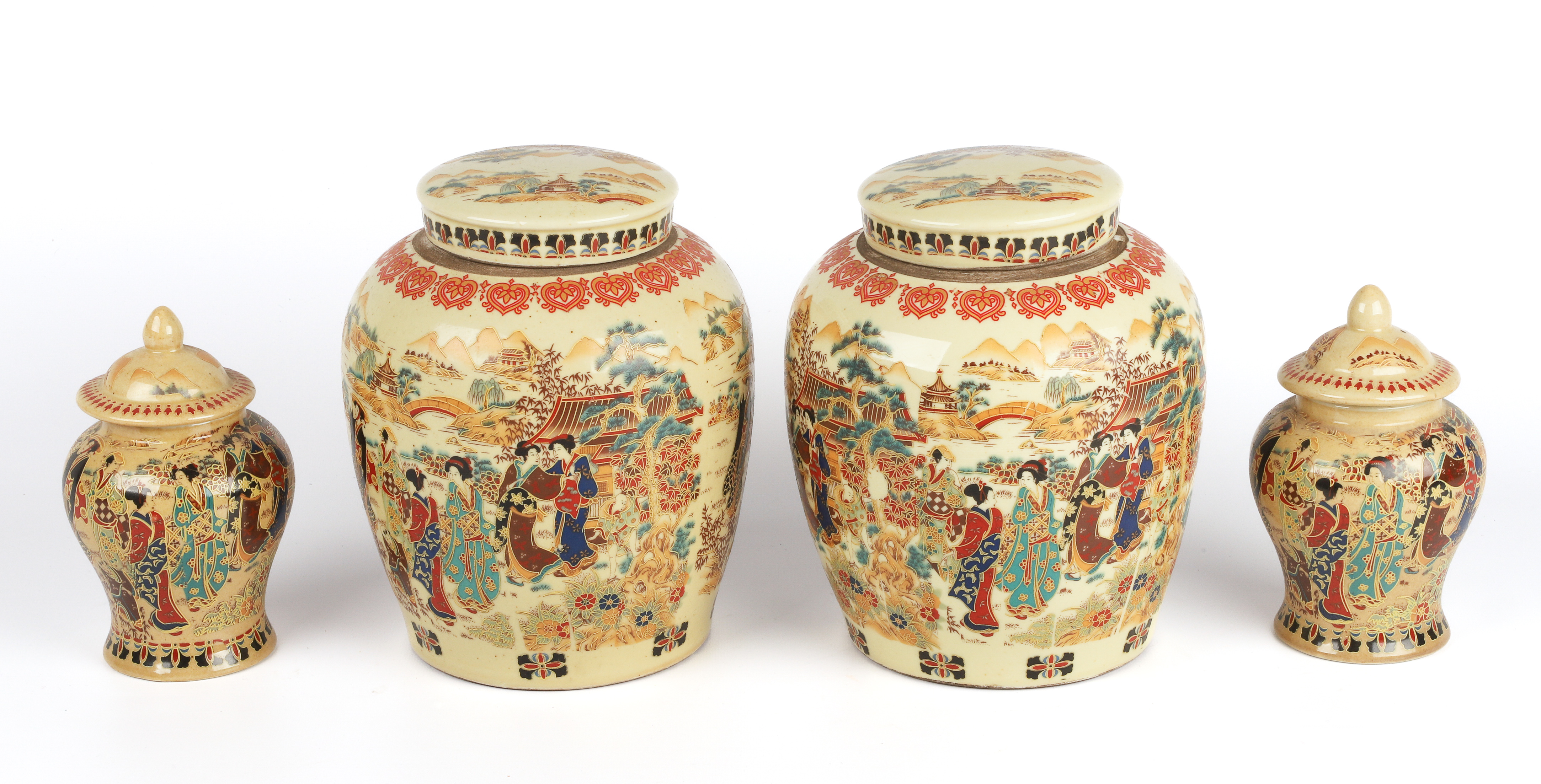 (4) Chinese Famille Jaune porcelain