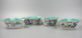 4 CHINESE FAMILLE ROSE BOWLS W