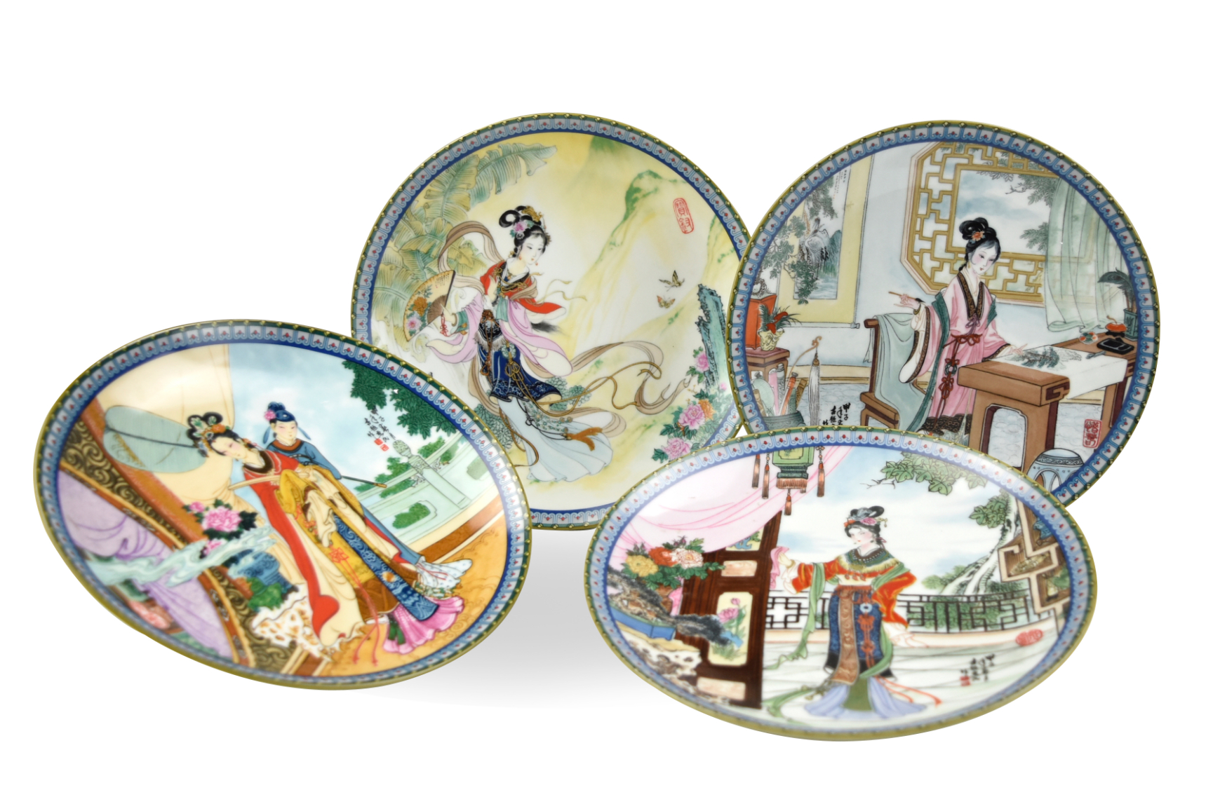 4 CHINESE FAMILLE ROSE DISH W/