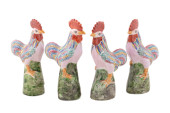 4 CHINESE FAMILLE ROSE ROOSTER