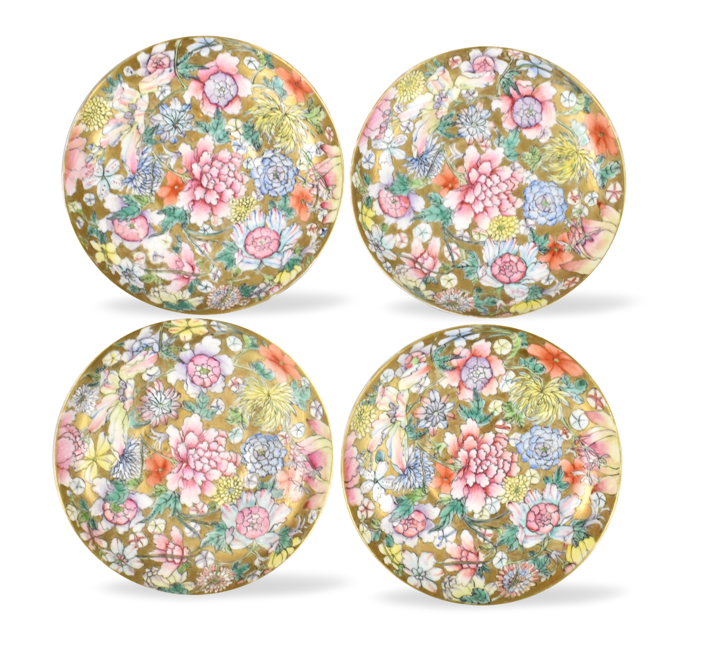 4 CHINESE GILT FAMILLE ROSE