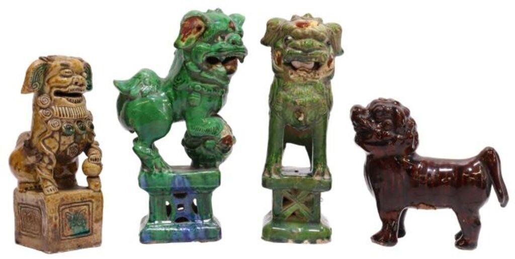 (4) CHINESE GLAZED CERAMIC FOO LION