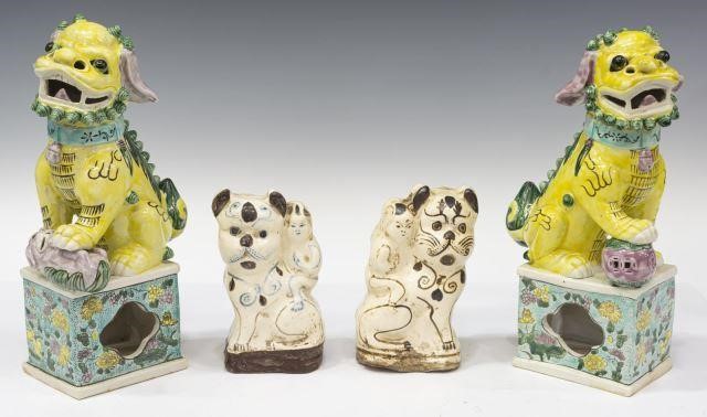 (4) CHINESE GLAZED CERAMIC FOO LION