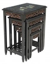 (4) CHINESE HARDSTONE & LACQUE