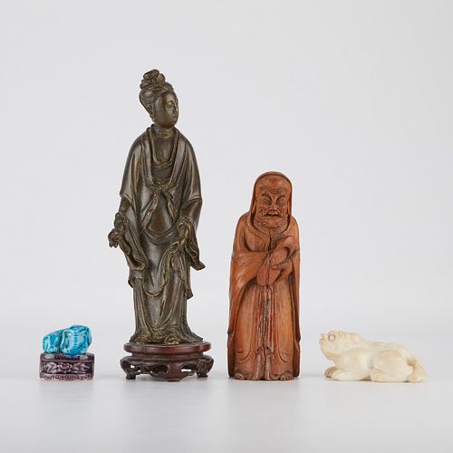 4 CHINESE ITEMS - BRONZE,