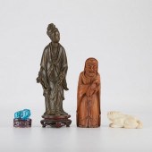 4 CHINESE ITEMS - BRONZE, PORC