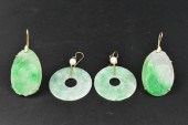 4 CHINESE JADEITE CARVED EARRI