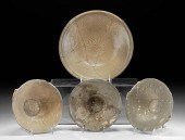 4 CHINESE MING POTTERY BOWLS,