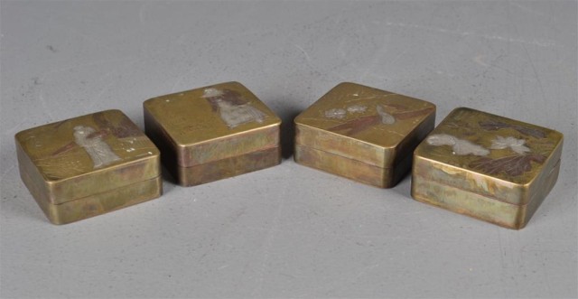 (4) Chinese Qing Brass Ink
