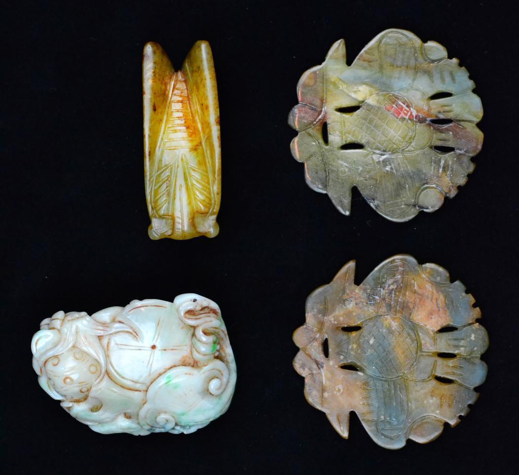 (4) Chinese Qing Carved Jade