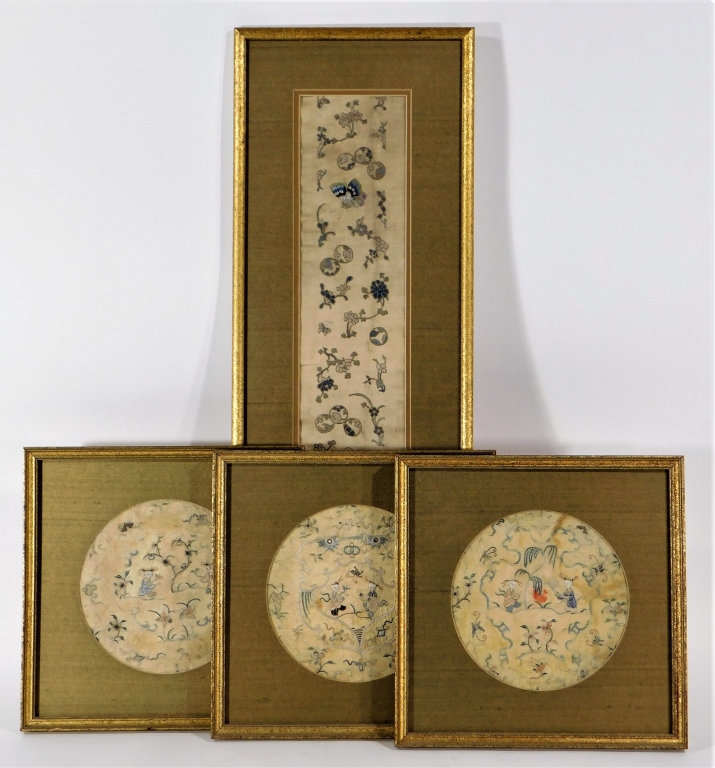 4 CHINESE QING DYNASTY SILK