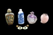 4 CHINESE SNUFF BOTTLE & 2 JAD