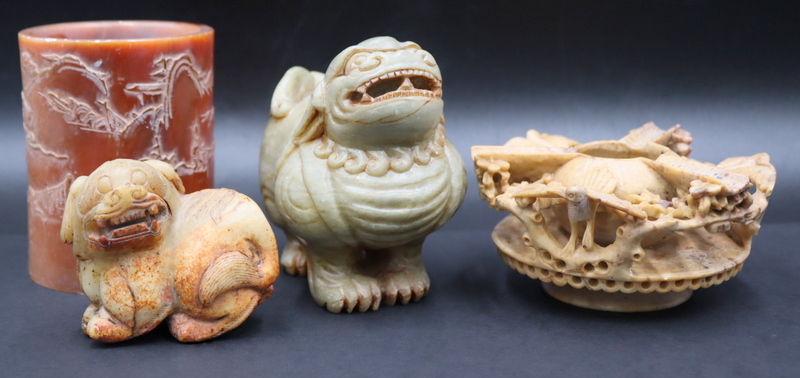 (4) CHINESE SOAPSTONE CARVINGS.