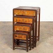 4 CHINESE STYLE NESTING TABLES