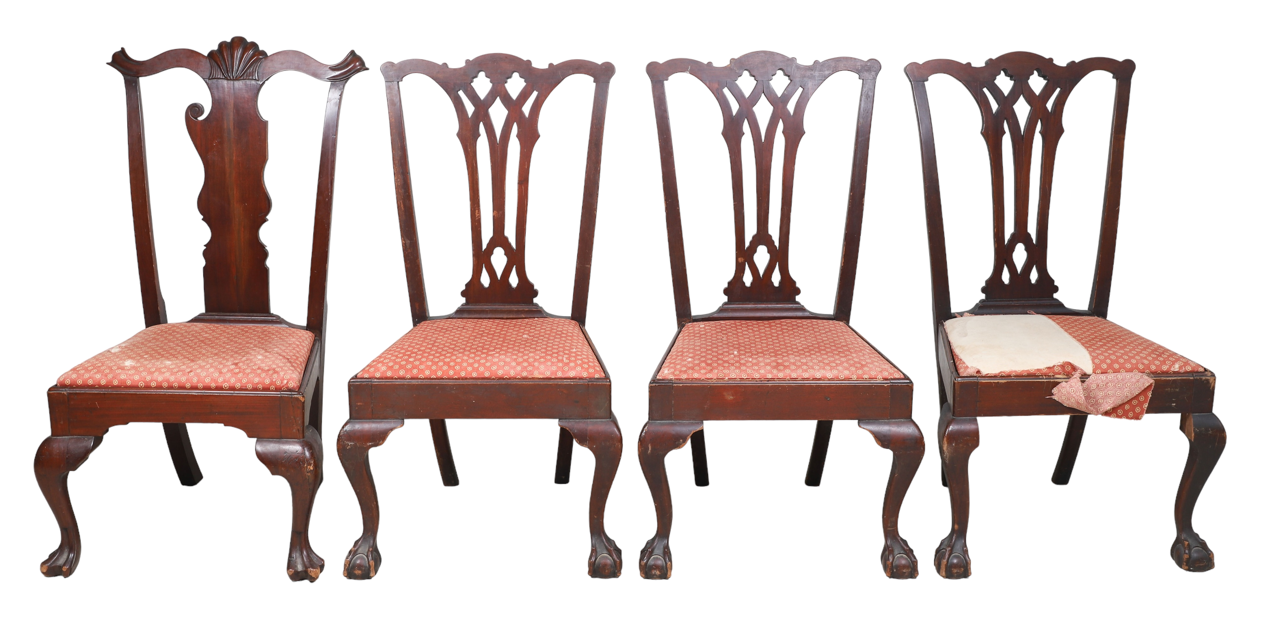 (4) Chippendale style mahogany