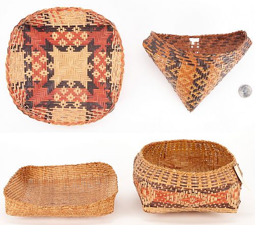 4 CHITIMACHA BASKETS, INCL. 2