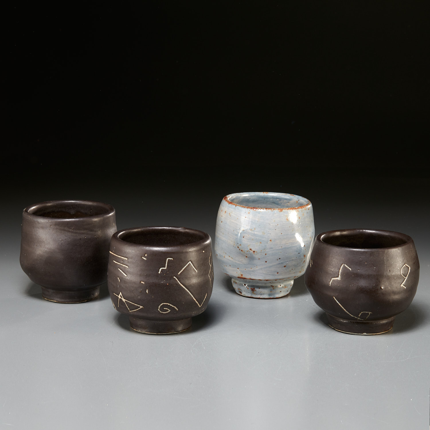 (4) CHRIS GUSTIN FOOTED CERAMIC