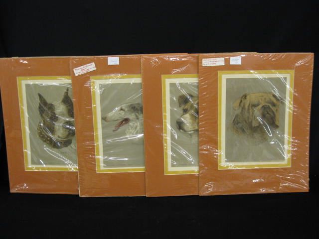 4 Chromolithographs of Dogs by L.J.