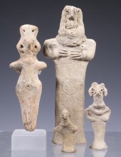 (4) CLAY FIGURES, (2) W/ LUCIT