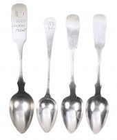 (4) Coin silver spoons, early