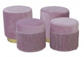 (4) CONTEMPORARY VELVET OTTOMA