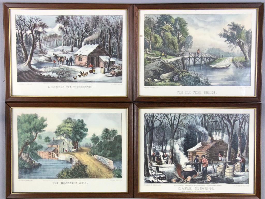 (4) Currier And Ives Prints In