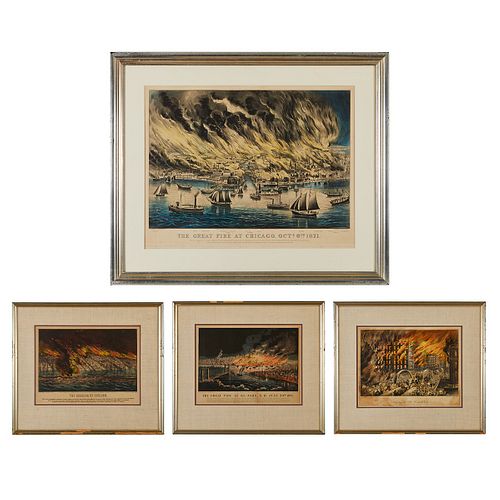 4 CURRIER & IVES CHICAGO FIRE AND