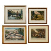 4 CURRIER & IVES HUNTING PRINT