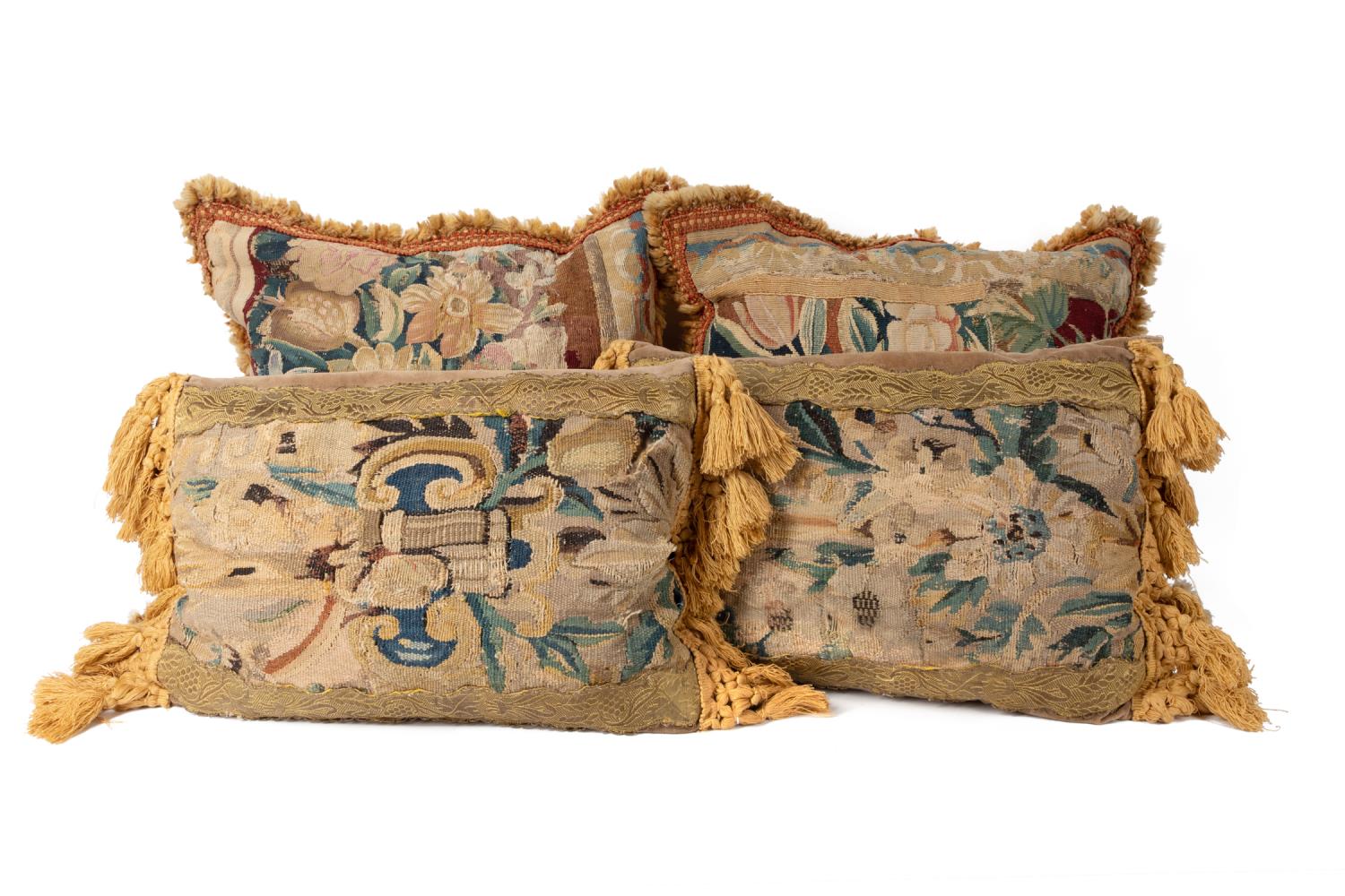 4 CUSTOM ANTIQUE WOOL TAPESTRY &