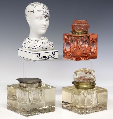 (4) CUT GLASS &AMP; PHRENOLOGY BUST