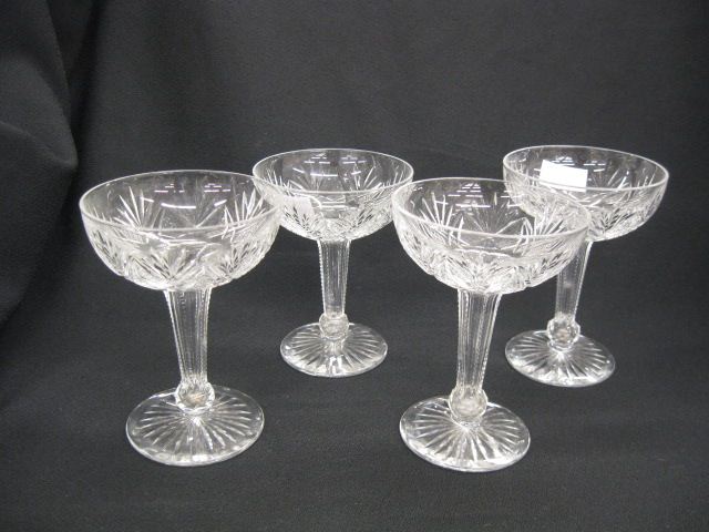 4 Cut Glass Champagne Glasses